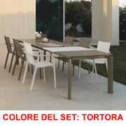 OFFERTA SET DA PRANZO TAVOLO ALL. MILO 160/215X95+ 6 POLTRONE TORTORA MILO