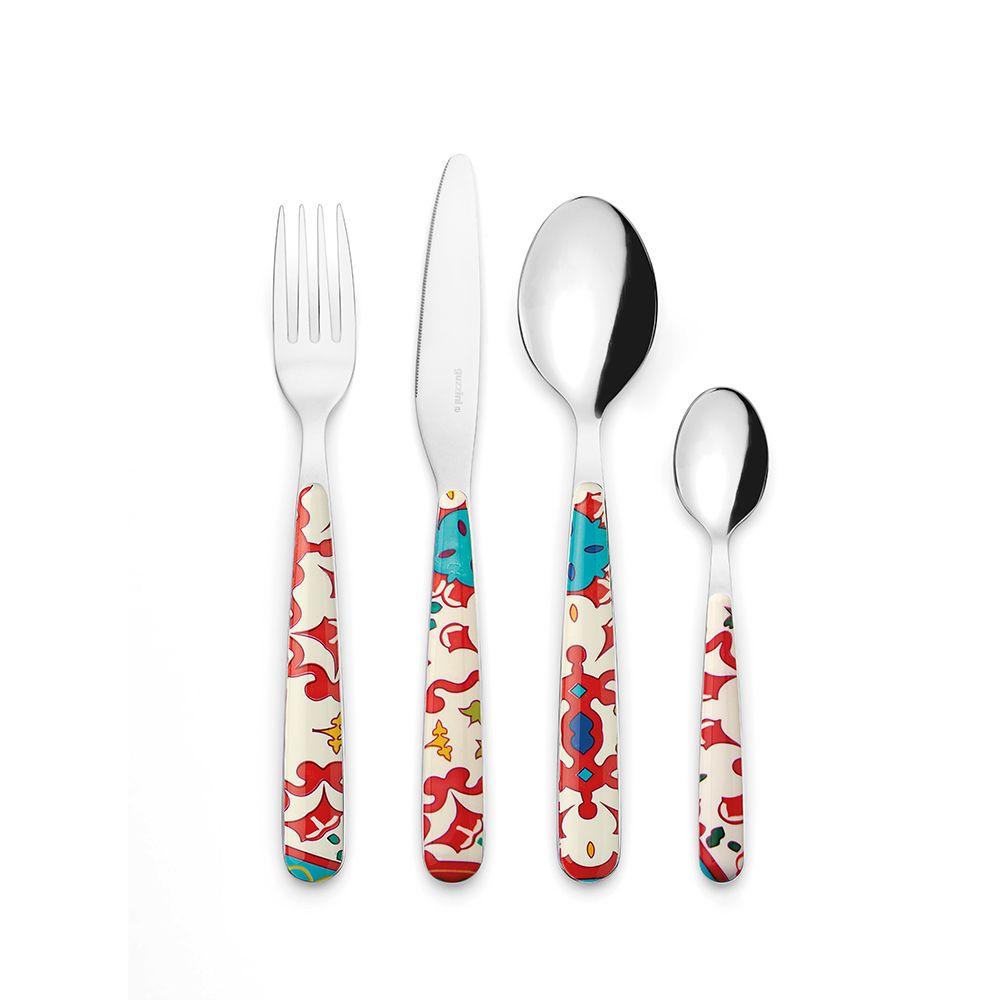 SET 24 POSATE 'FLOWER&LEMON' "CUTLERY" ROSSO TRASPARENTE