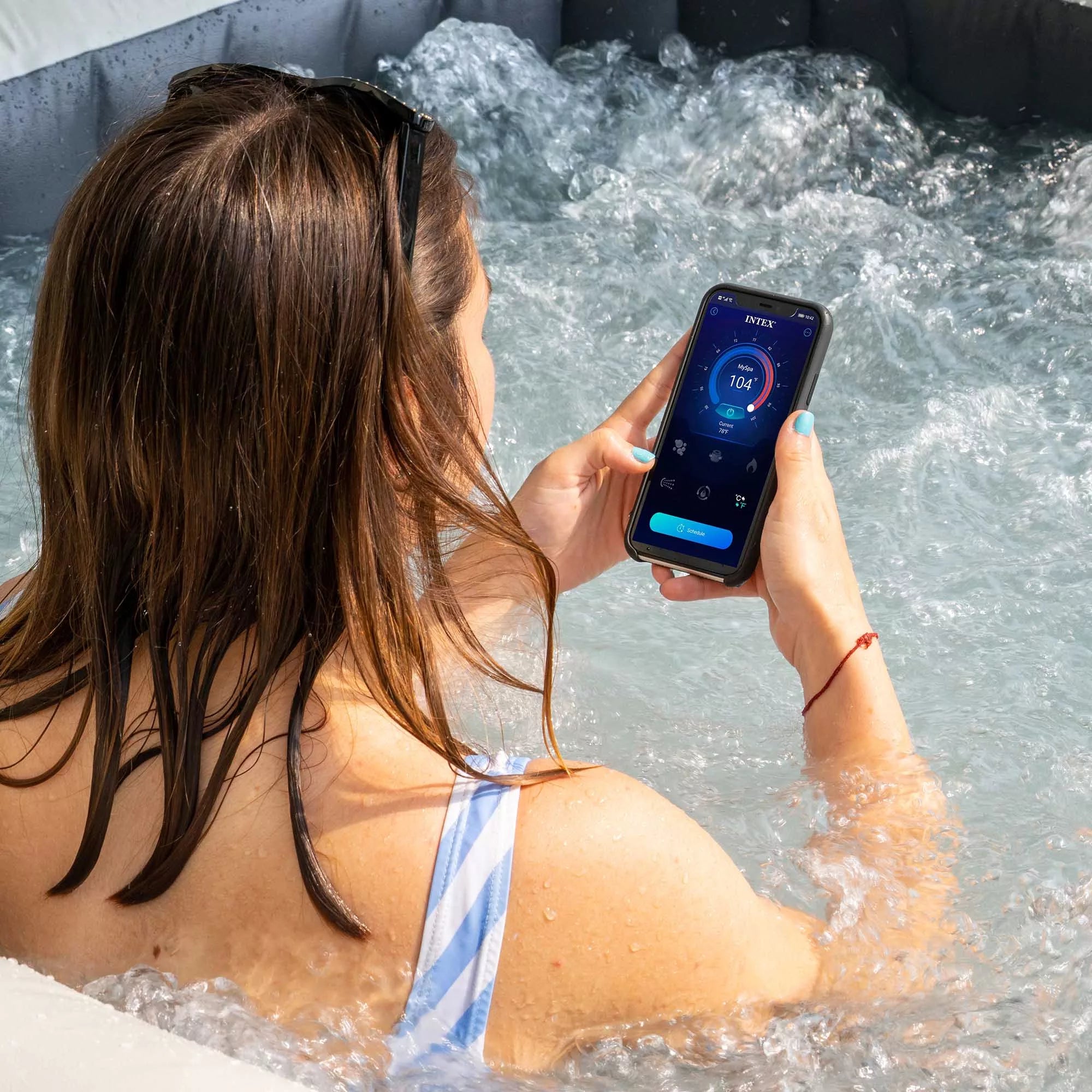 Intex Spa Whirlpool Greystone Deluxe - 196x196x71cm Grau