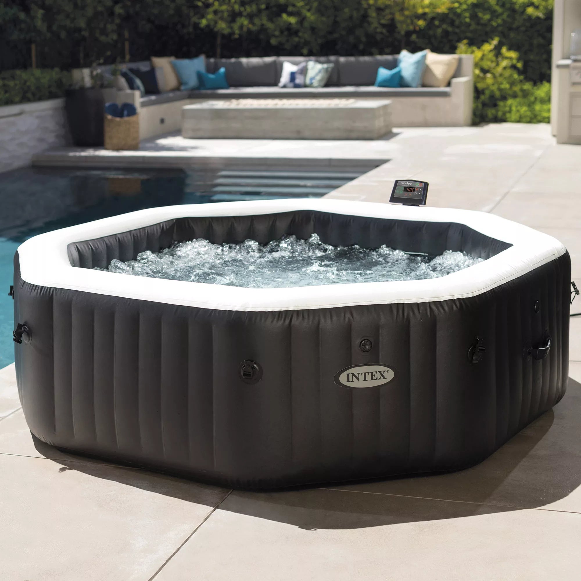 Spa Intex Jet &amp; Bubble Deluxe 6 places noir