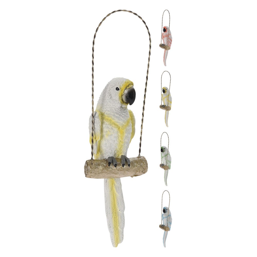 PAPPAGALLO SU ALTALENA 30CM COLORE ASSORTITO