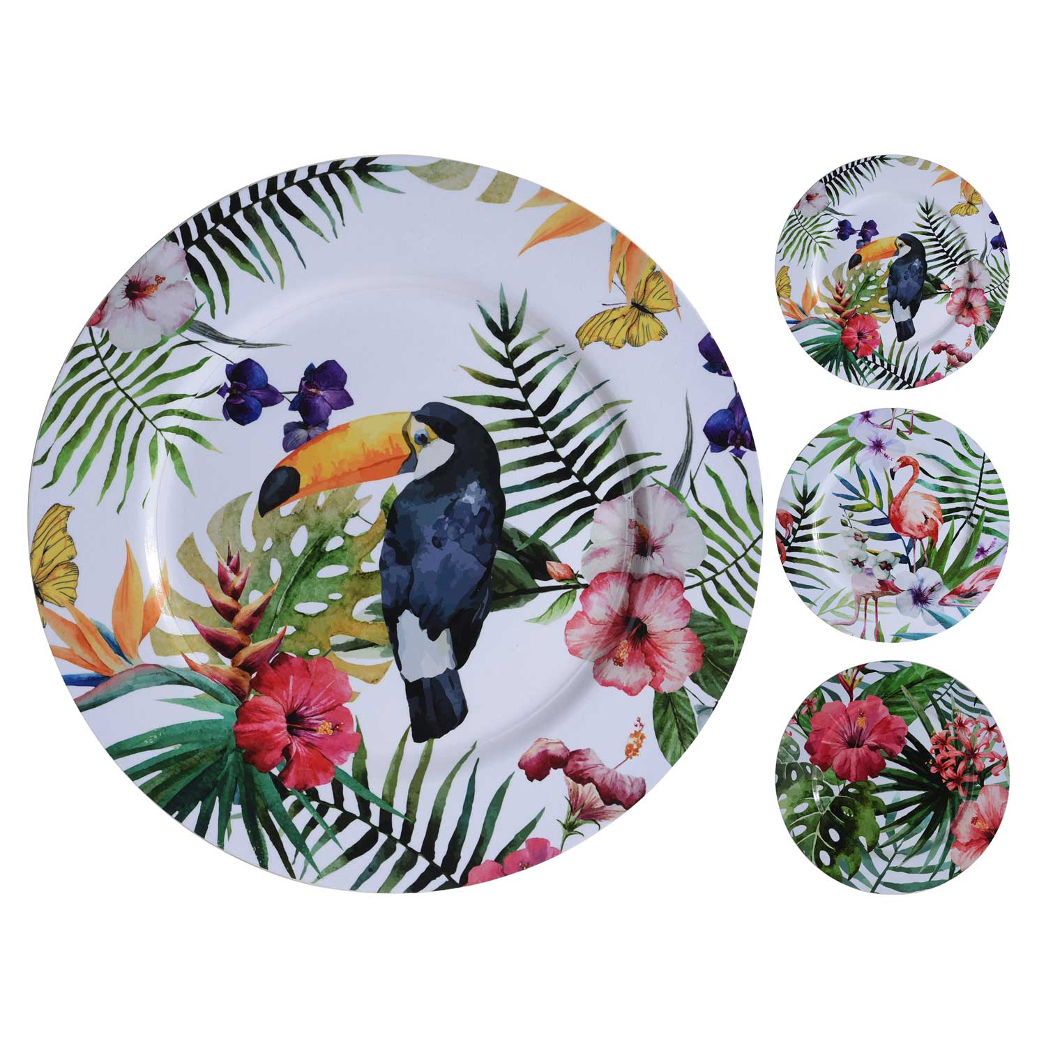 OFFERTA 3 PIATTI 33CM CON DECORO ESOTICO ASSORTITI