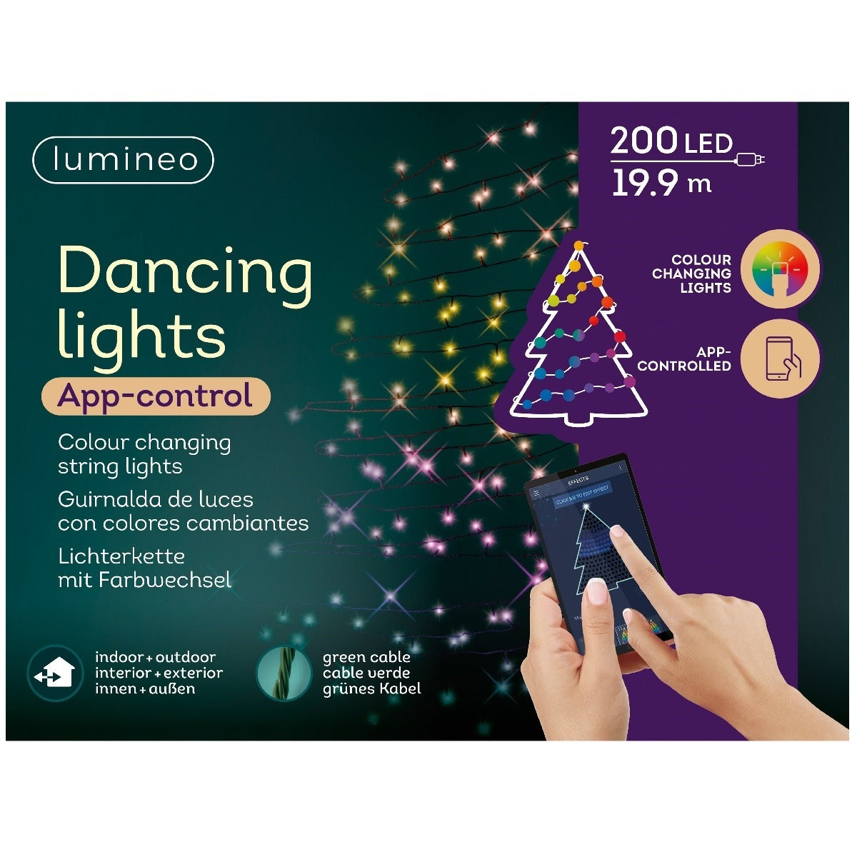 LUCI DI NATALE 200 LED MULTICOLOR CONTROLLABILI DA SMARTPHONE 1990CM