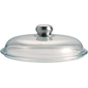 COPERCHIO IN VETRO BOMBATO D24 CM POMOLO IN ACCIAIO INOX