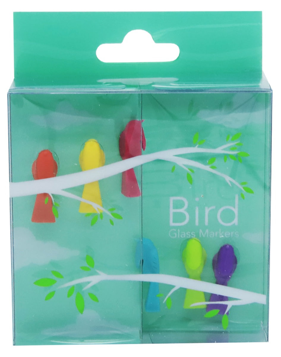 6 SEGNABICCHIERI UCCELLINI COLORATI