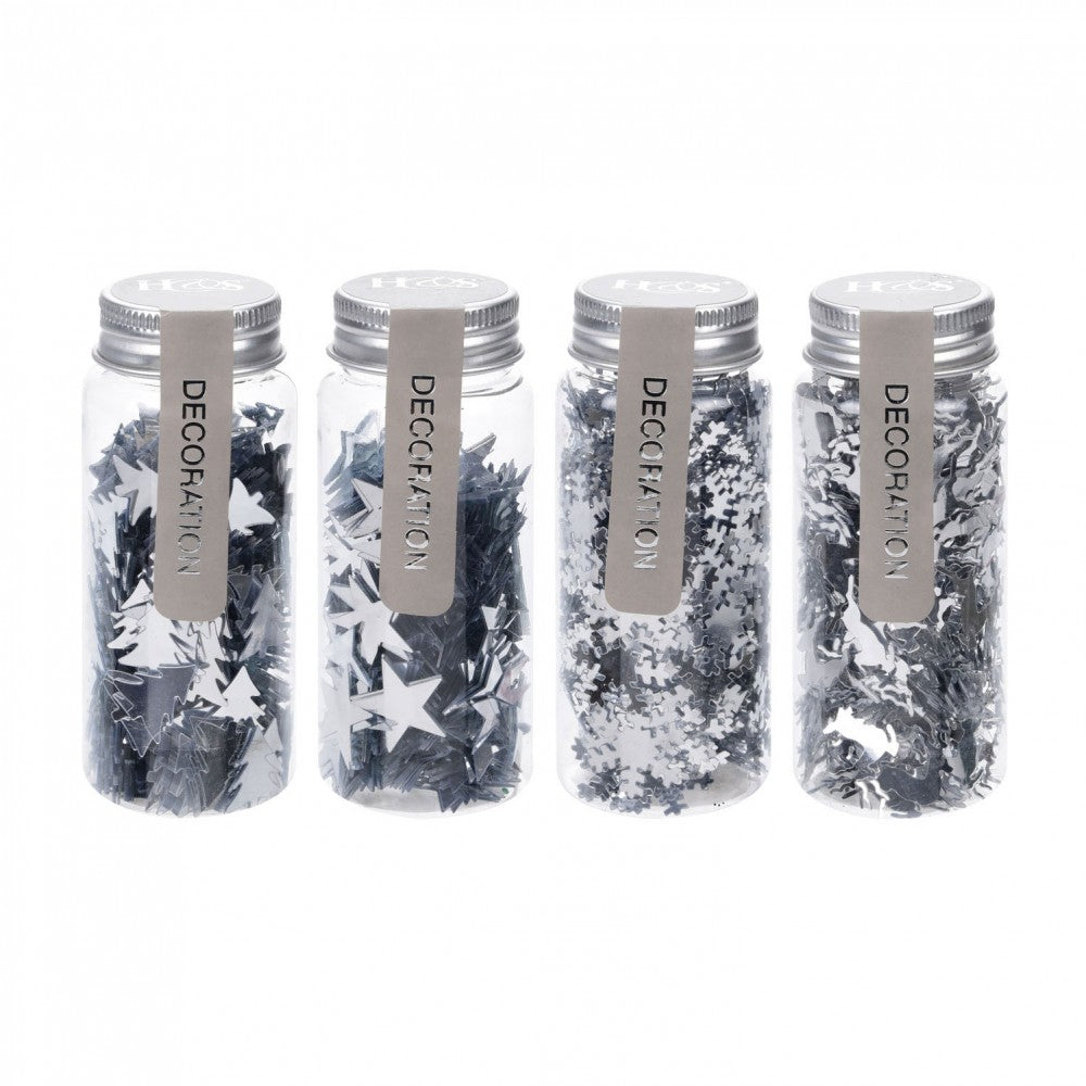 OFFERTA 4 BARATTOLI  DECORAZIONI 40 GR CAD. ARGENTO ASSORTITI