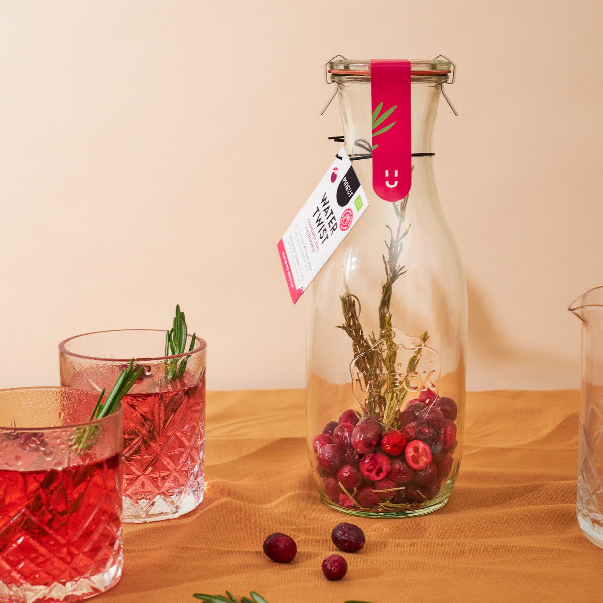 Bevanda in bottiglia Water Twist Mirtillo rosso, ciliegia e rosmarino BIO Preparato fai da te in bottiglia