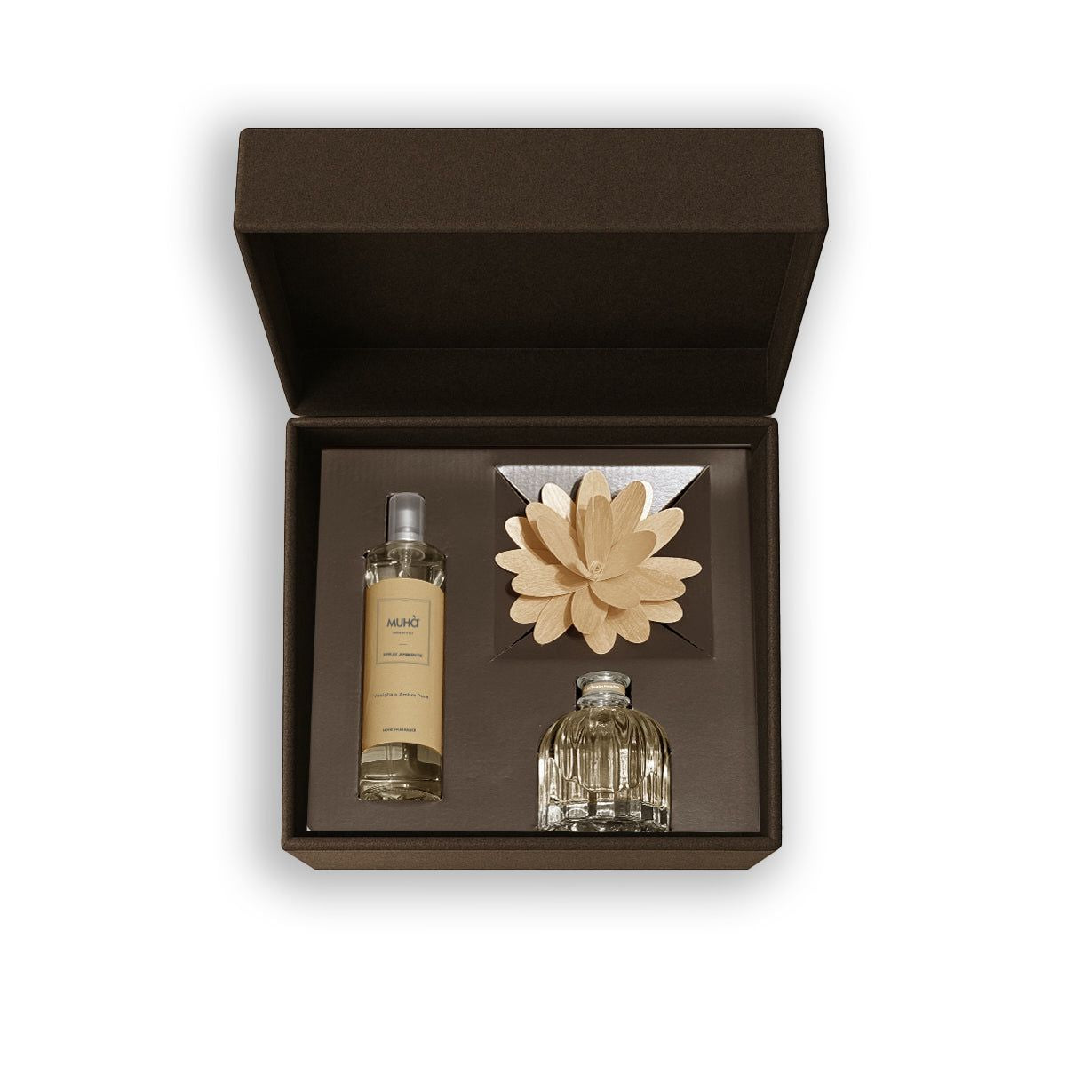 MUHA ConfezioneFlower 60 ml + Spray 100 ml Vaniglia e Ambra Pura