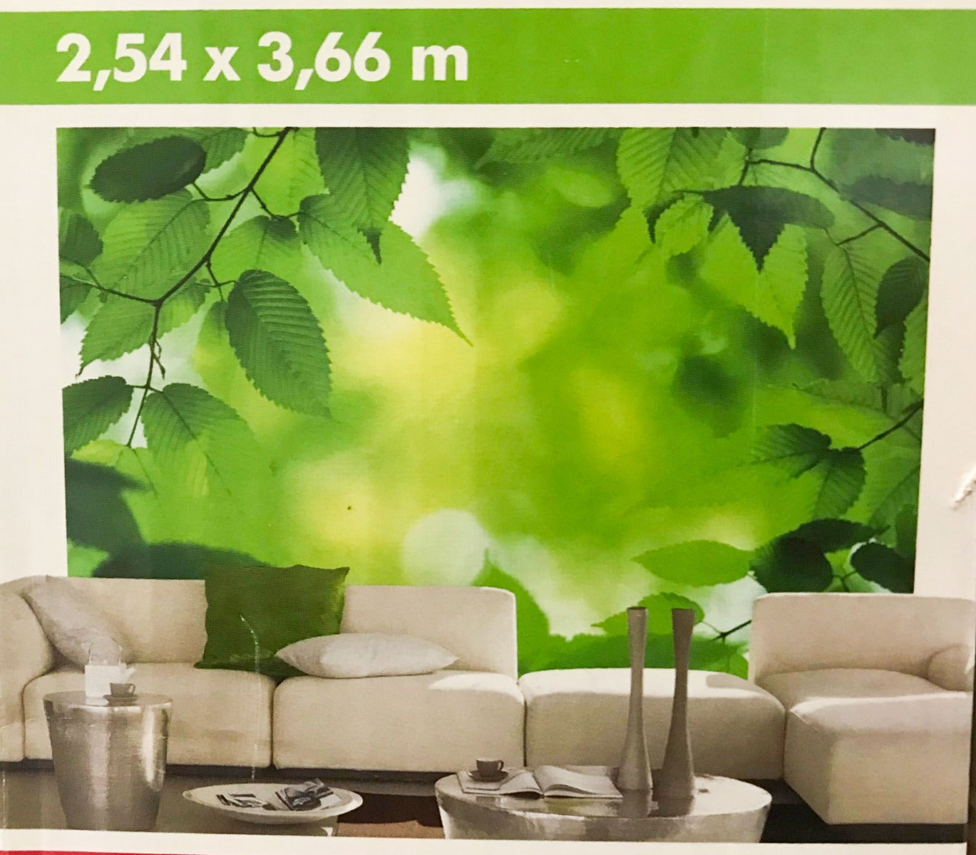 DECORAZIONE A MURO 254X392CM FOGLIE VERDI