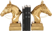 Set 2 Fermalibri Cavallo 43x12x29 cm Oro
