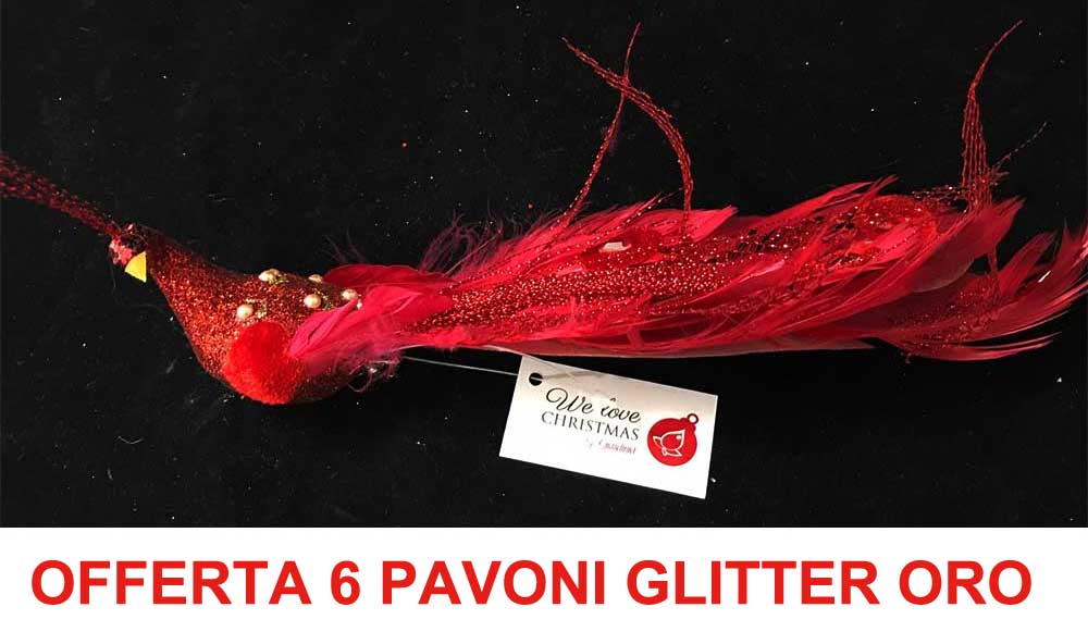 OFFERTA 6 PAVONI APPENDIBILI CON CLIP 25CM ROSSO