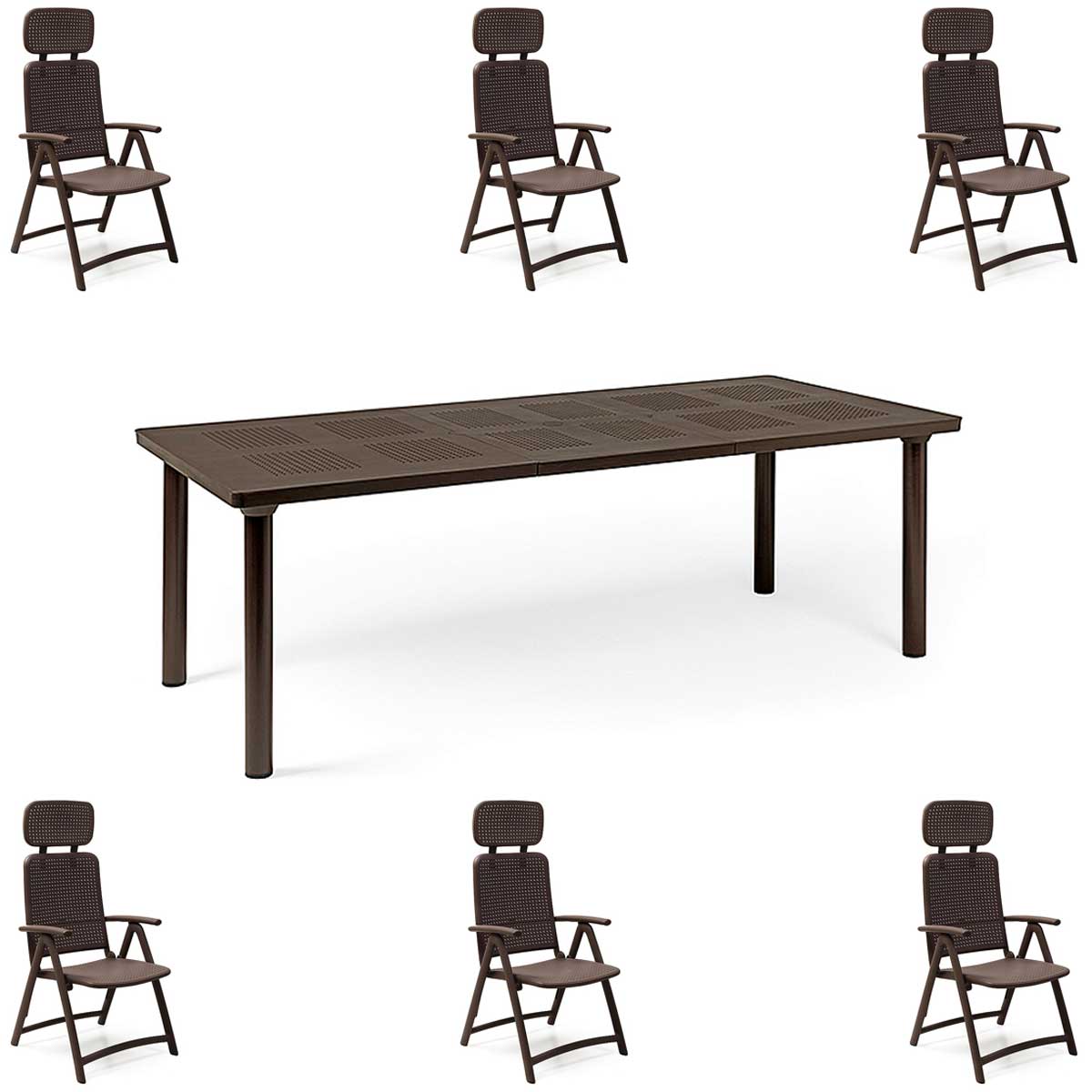 OFFERTA TAVOLO LIBECCIO ALLUNGABILE 160/220CM + 6 POLTRONE ACQUAMARINA COLORE A SCELTA