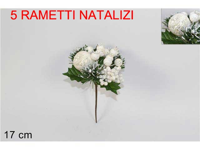 OFFERTA 5 RAMETTI CON BACCHE BIANCHE APPENDIBILI