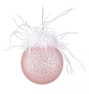 Pallina di Natale con piume, D10 cm, Rosa