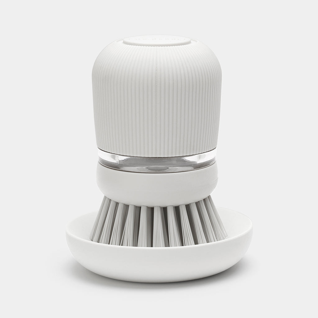 SPAZZOLA PER PIATTI CON DISPENSER SAPONE GRIGIO CHIARO
