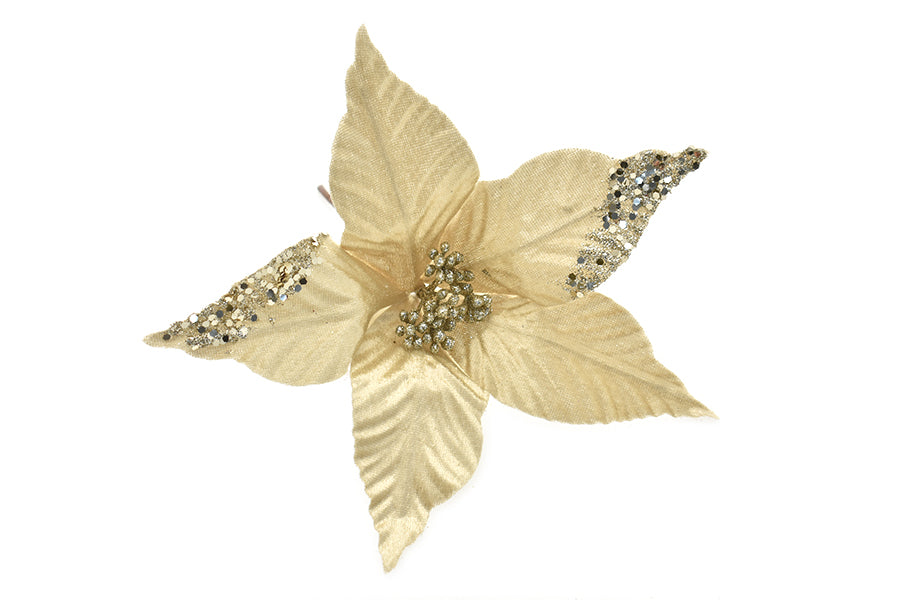 FIORE DECORATIVO ORO CON GLITTER