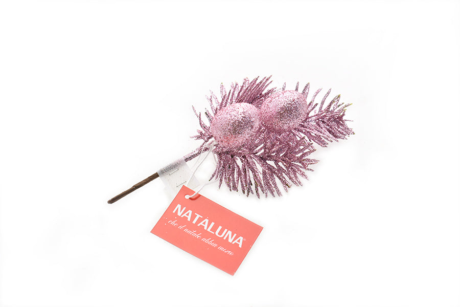 RAMO NATALIZIO CON GLITTER ROSA