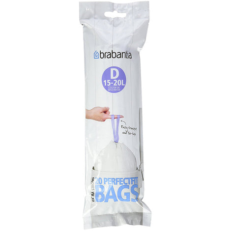 20 PZ SACCHETTI PATTUMIERA PERFECT FIT MOD.D 15/20 LT BIANCHI