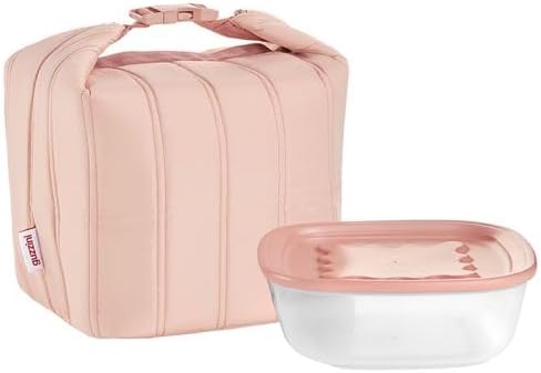 BORSA TERMICA CON CONTENITORE 'HANDY BIO' "ON THE GO" ROSA FIORI DI PESCO