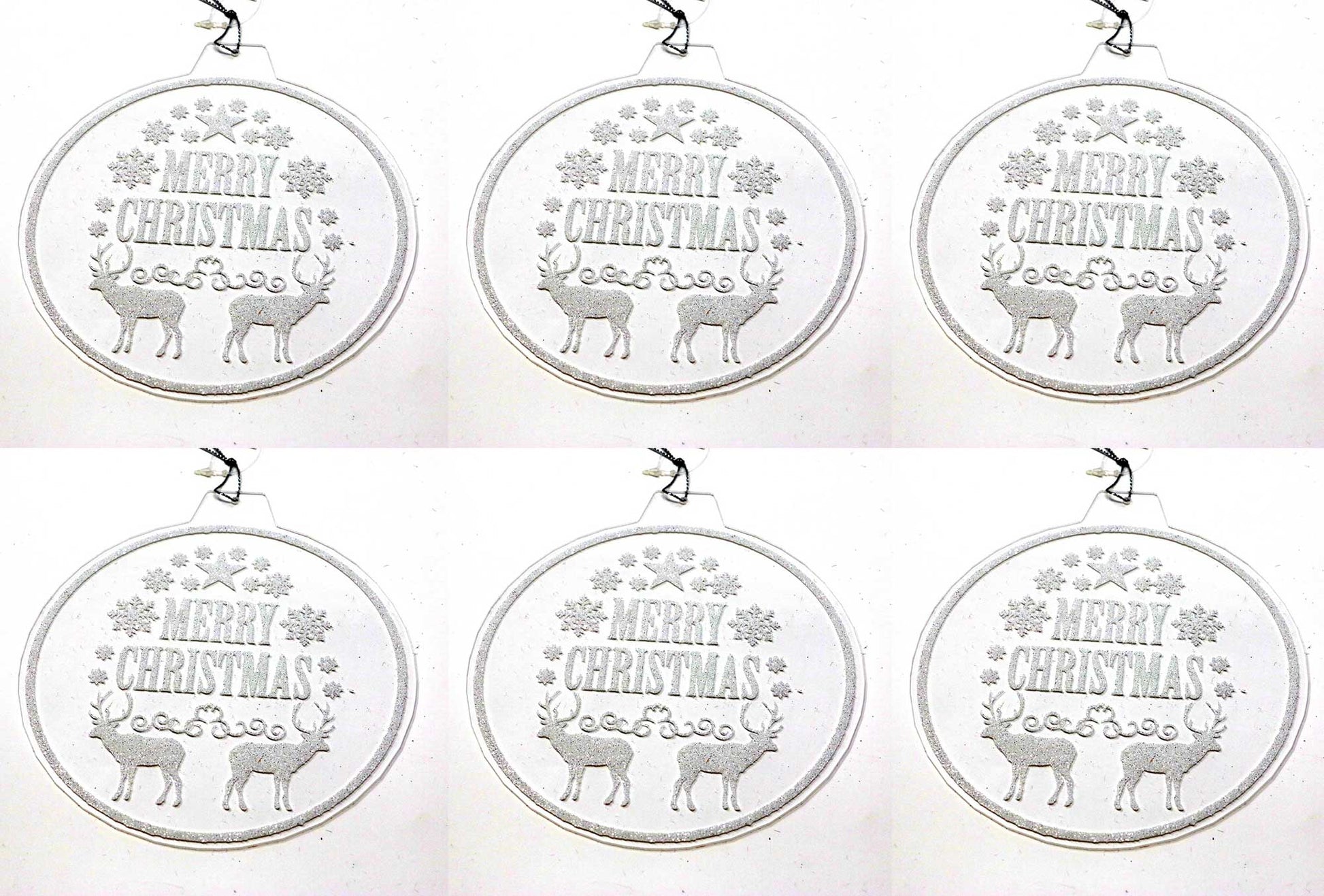 OFFERTA 6 DISCHI DECORATIVI APPENDIBILI CON SCRITTA XMAS 12CM