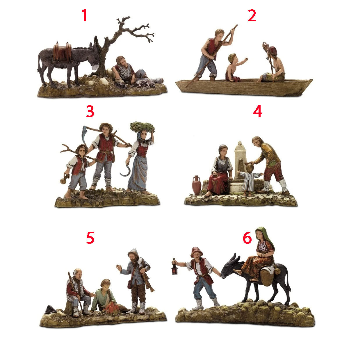 SCENETTA MODELLO ASSORTITO CON PASTORI 10CM IN RESINA