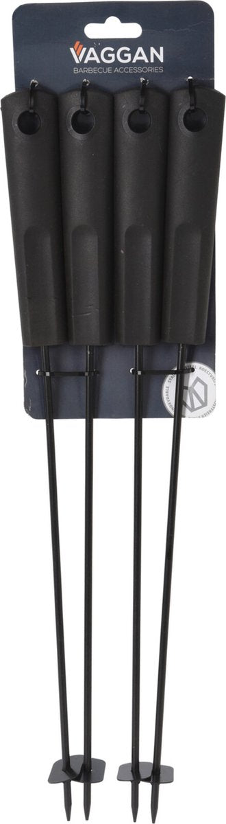 SET 4 SPIEDINI PER BBQ 45CM INOX NERO