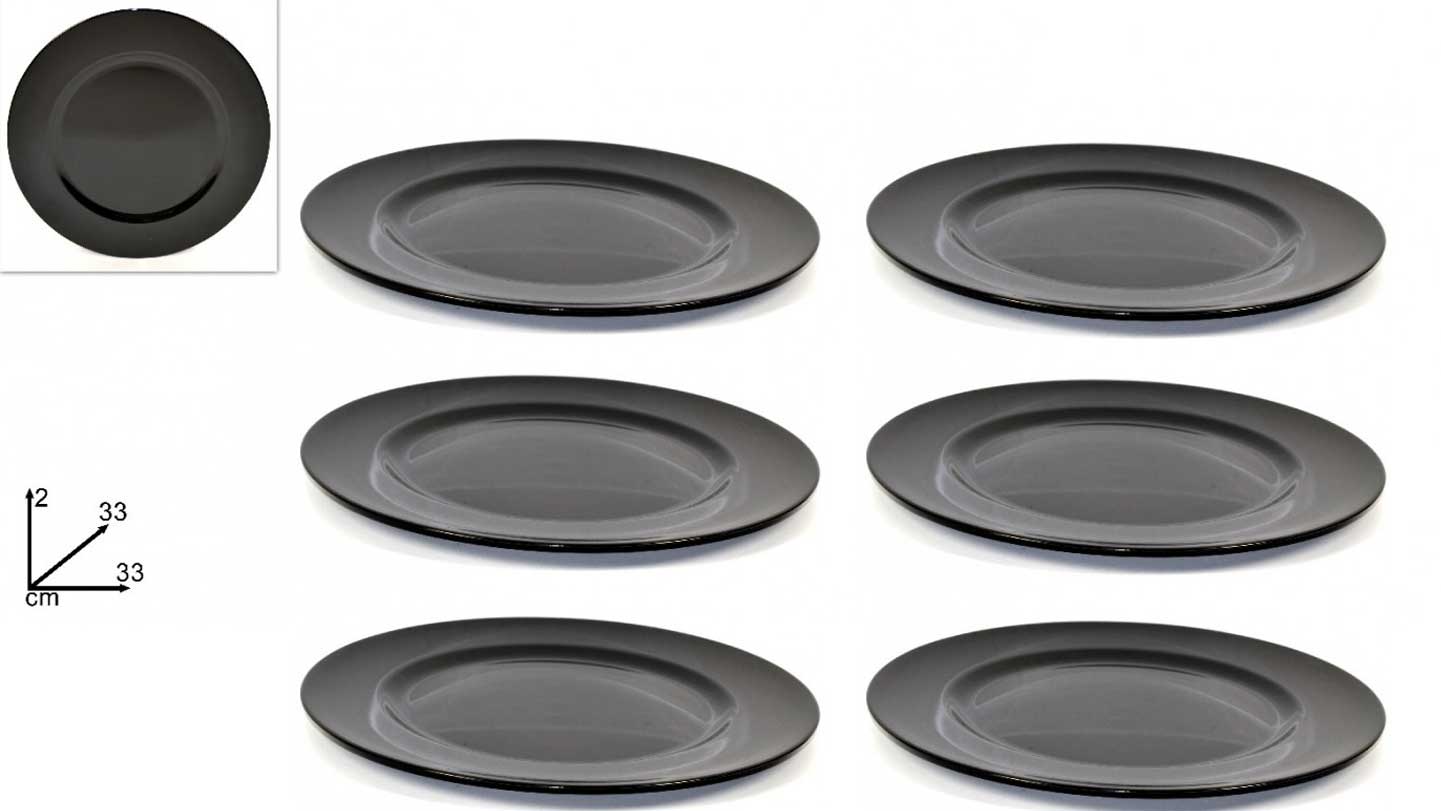 OFFERTA 6 SOTTOPIATTI CIRCOLARI NERI 33CM