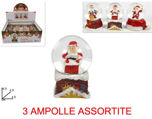 OFFERTA 3 SFERE ACQUA AMPOLLE CON BABBO NATALE ASSORTITE