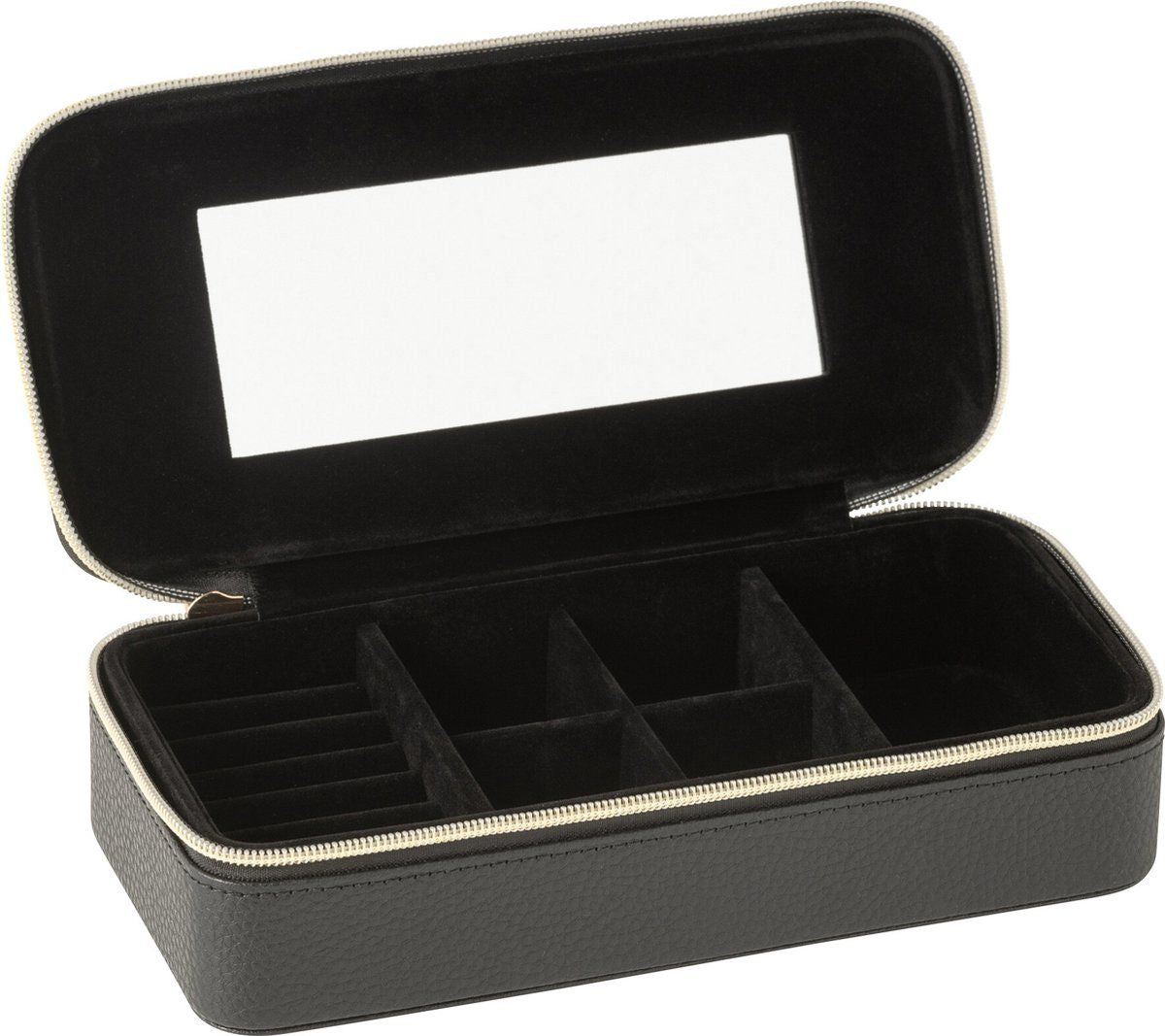 Portagioie Rettangolare con Specchio 24x11.5x6 cm Nero