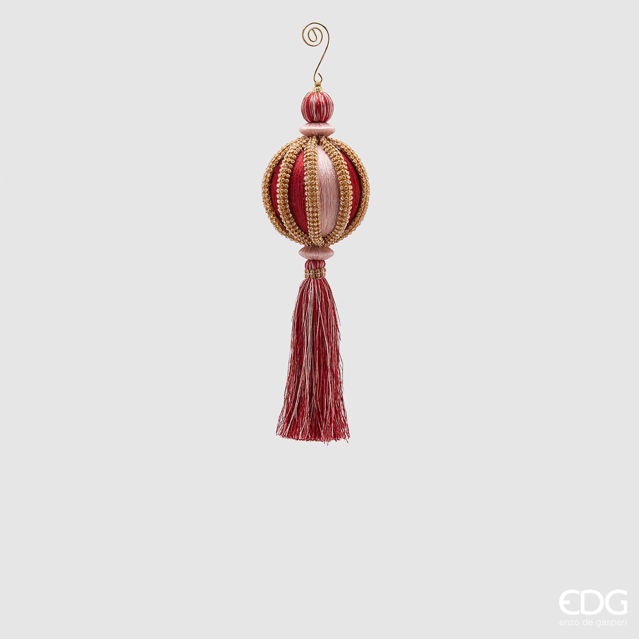 NAPPA A PALLA IN SETA E ZIRCONI ROSSO/ROSA MERIDIA D.8X28CM