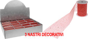 OFFERTA 3 NASTRI DECORATIVI GLITTER ROSSO 38X200CM
