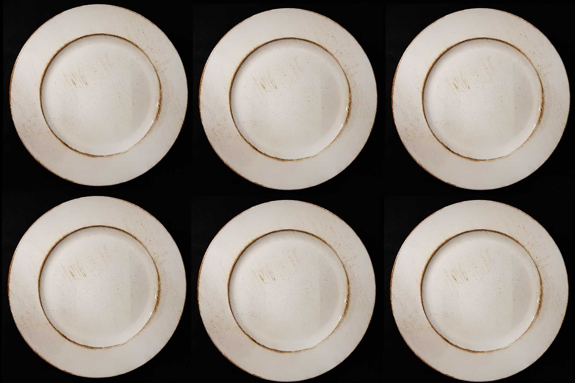 6 SOTTOPIATTI CIRCOLARI EFFETTO PANNA - LEGNO 33CM