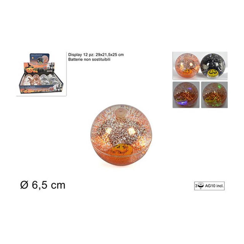 PALLINA AD ACQUA HALLOWEEN CON LED 6.5 CM ASSORTITA