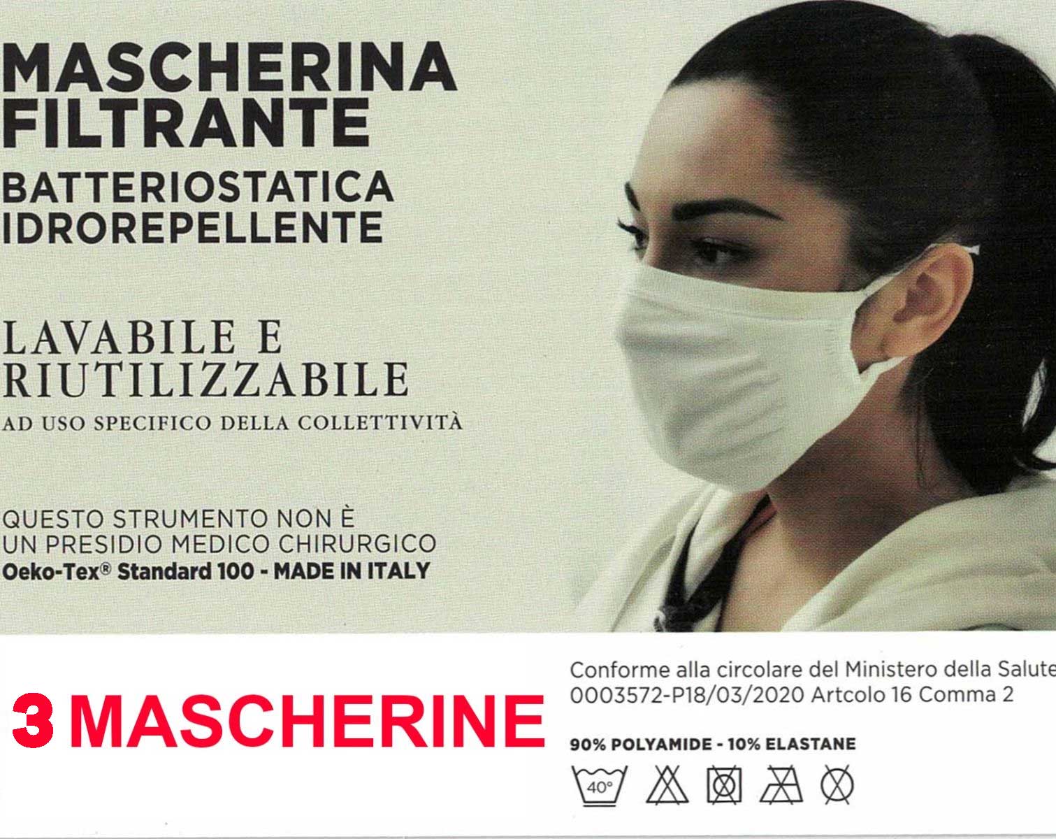 OFFERTA 3 MASCHERINE FILTRANTI BATTERIOSTATICHE IDROREPELLENTI