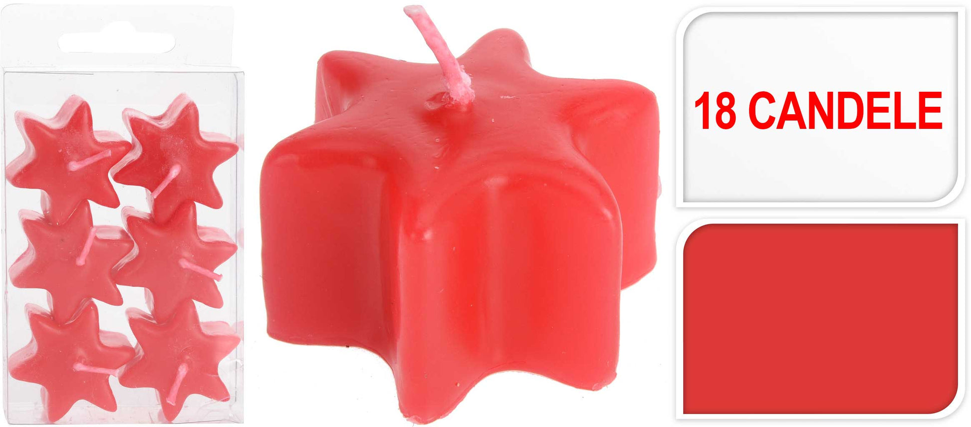 OFFERTA 18 CANDELE STELLA BIANCO ROSSO
