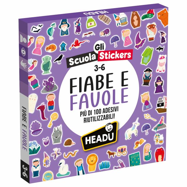 Gioco Educativo Adesivi Fiabe e Favole 3-6 Anni 130 Stickers Headu Viola