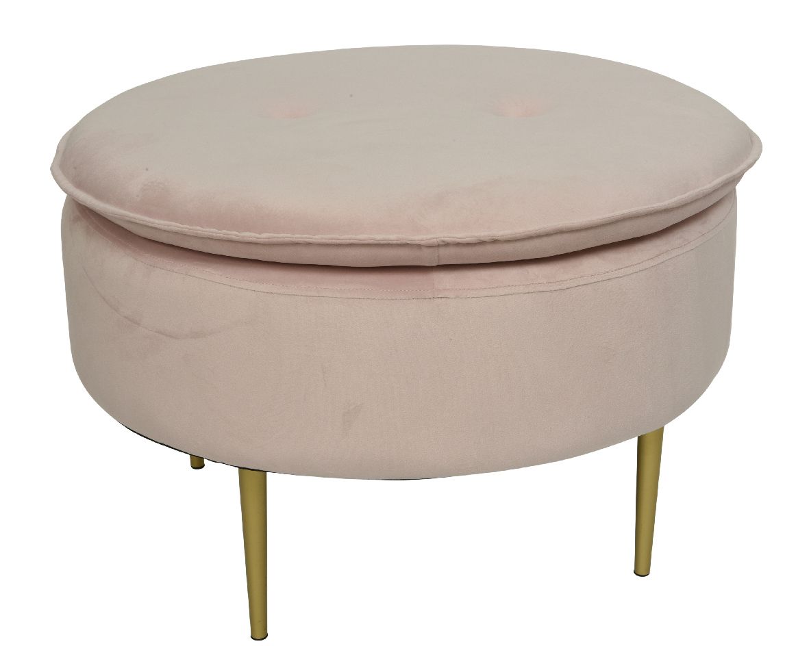POUF CON GAMBE 70X70X45 CM IN VELLUTO ROSA CIPRIA