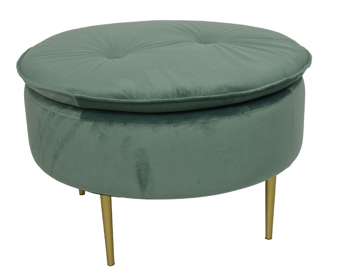 POUF CON GAMBE 70X70X45 CM IN VELLUTO VERDE SALVIA