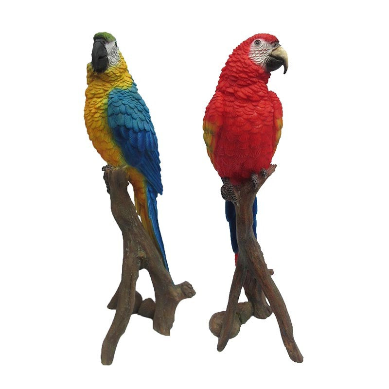 PAPPAGALLO SU TRONCO RESINA ASSORTITO H30CM
