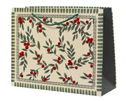 Borsa regalo in carta FSC floccata 13 x 5,5 x 10 cm verde Peraga Christmas