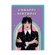 Ohh Deer Biglietto di auguri "Wednesday Addams Unhappy Birthday" A6, aqua/lilla