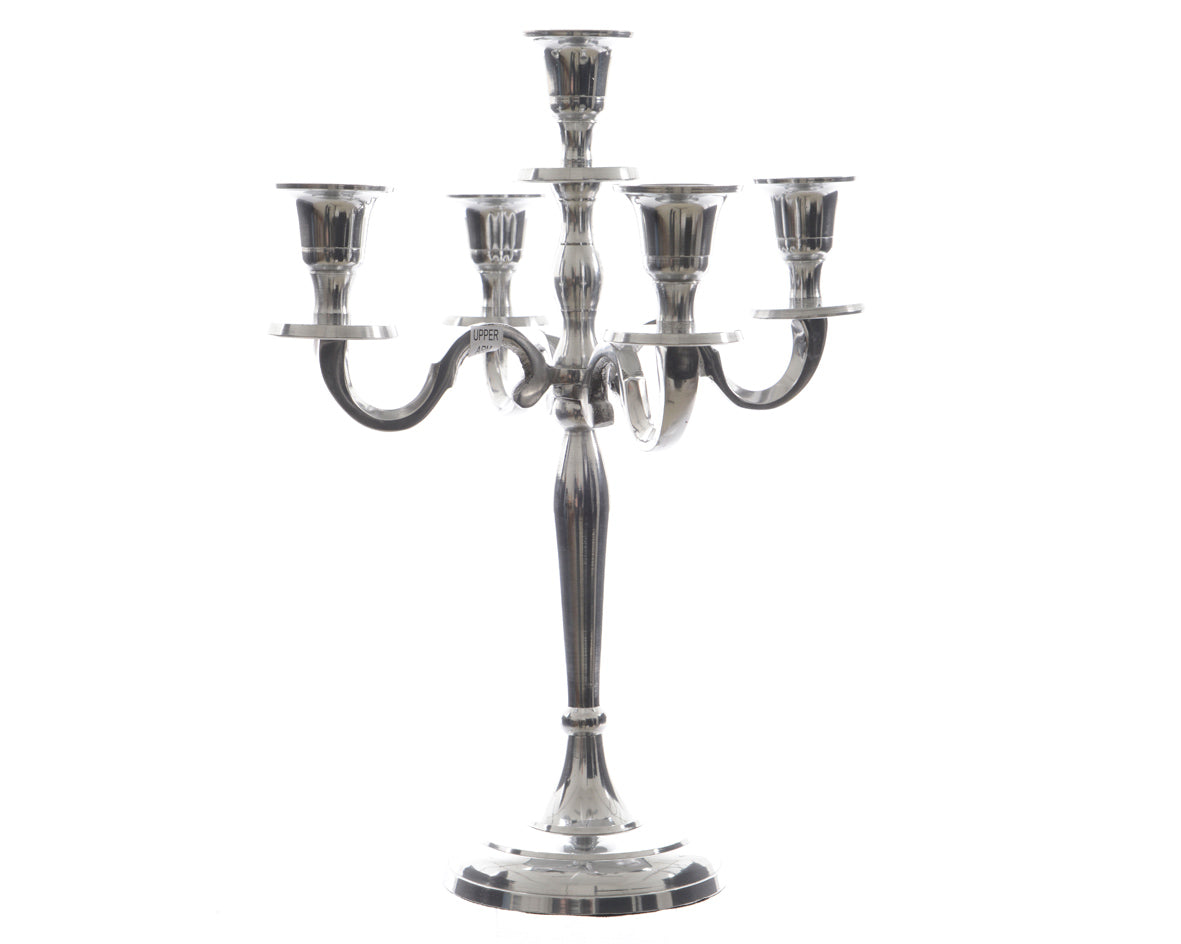 CANDELIERE 5 SUPPORTI 54X120CM IN METALLO ARGENTO