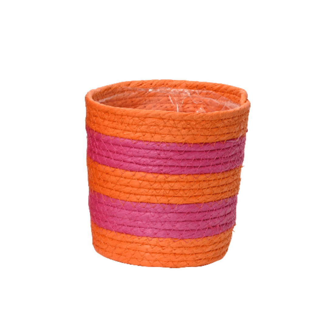 CESTA CORDA D14CM ARANCIO/ROSA