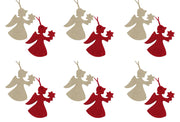 OFFERTA 12 ANGELI 8CM ROSSO/BIANCO IN PANNO LENCI APPENDIBILI ASSORTITI