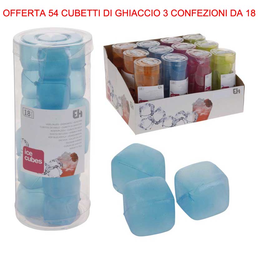 OFFERTA 54 CUBETTI DI GHIACCIO PER BEVANDE E DRINK COLORI ASSORTITI