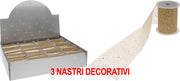 OFFERTA 3 NASTRI DECORATIVI GLITTER ORO 38X200CM