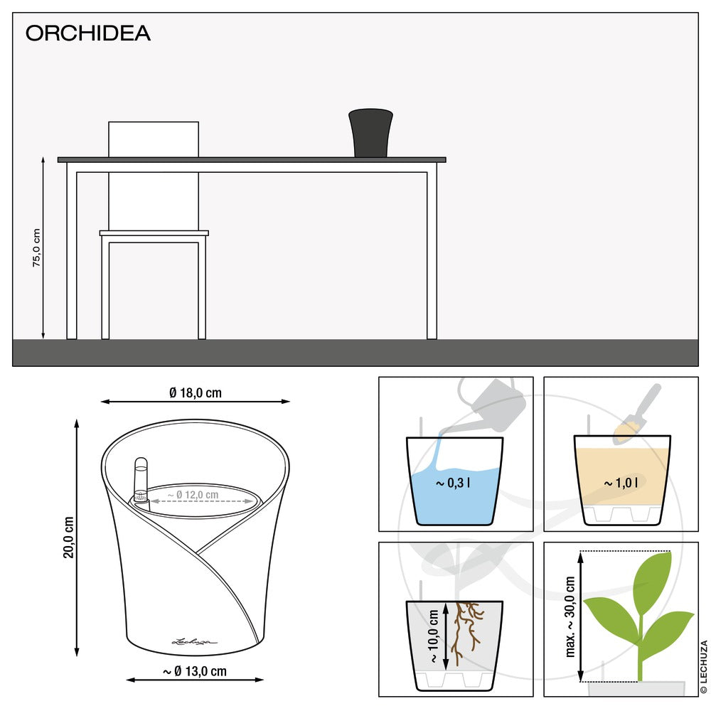 Vaso per Orchidee D18XH20cm Grigio Opaco LECHUZA