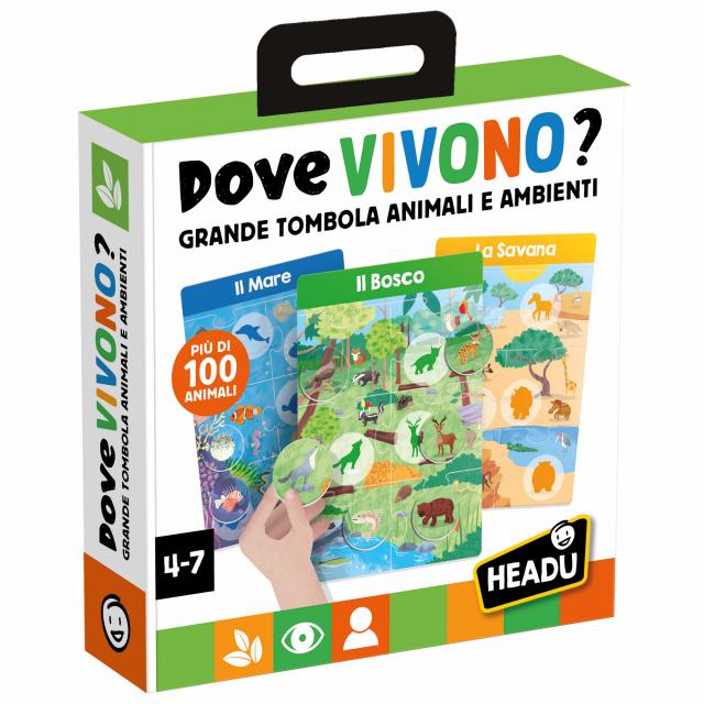 Gioco Educativo Dove Vivono? Tombola Animali e Ambienti (4-7 anni) HEADU