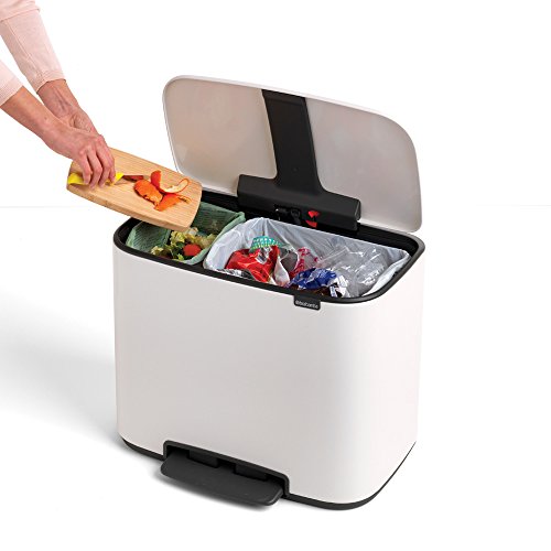 PATTUMIERA CON PEDALE 11+23L DUE SCOMPARTI BIANCO