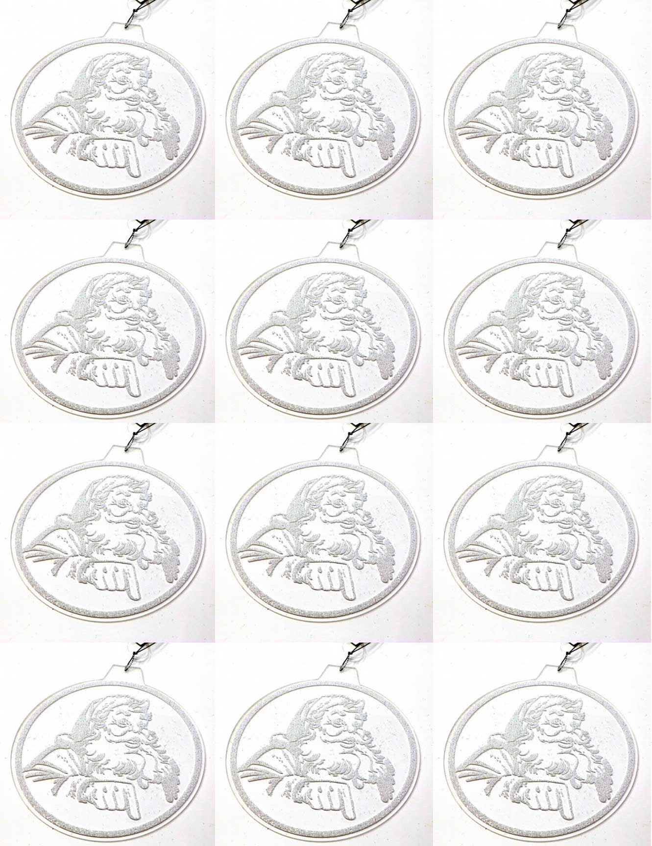 OFFERTA 12 DISCHI DECORATIVI APPENDIBILI CON BABBO NATALE 12CM
